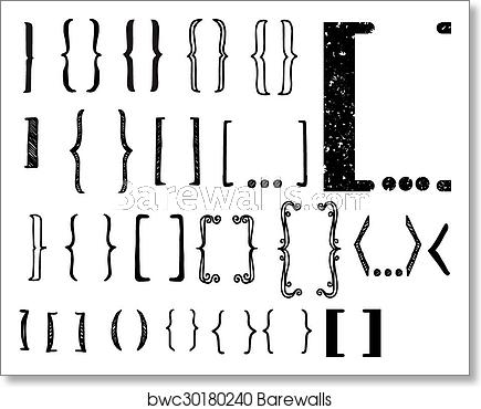 435x370 Hand Drawn Curry Bracket Icon Set, Art Print Barewalls Posters