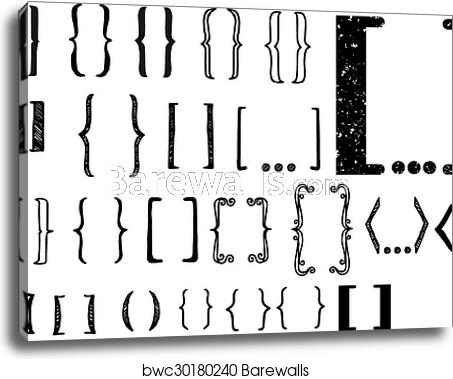 453x379 Hand Drawn Curry Bracket Icon Set, Canvas Print Barewalls