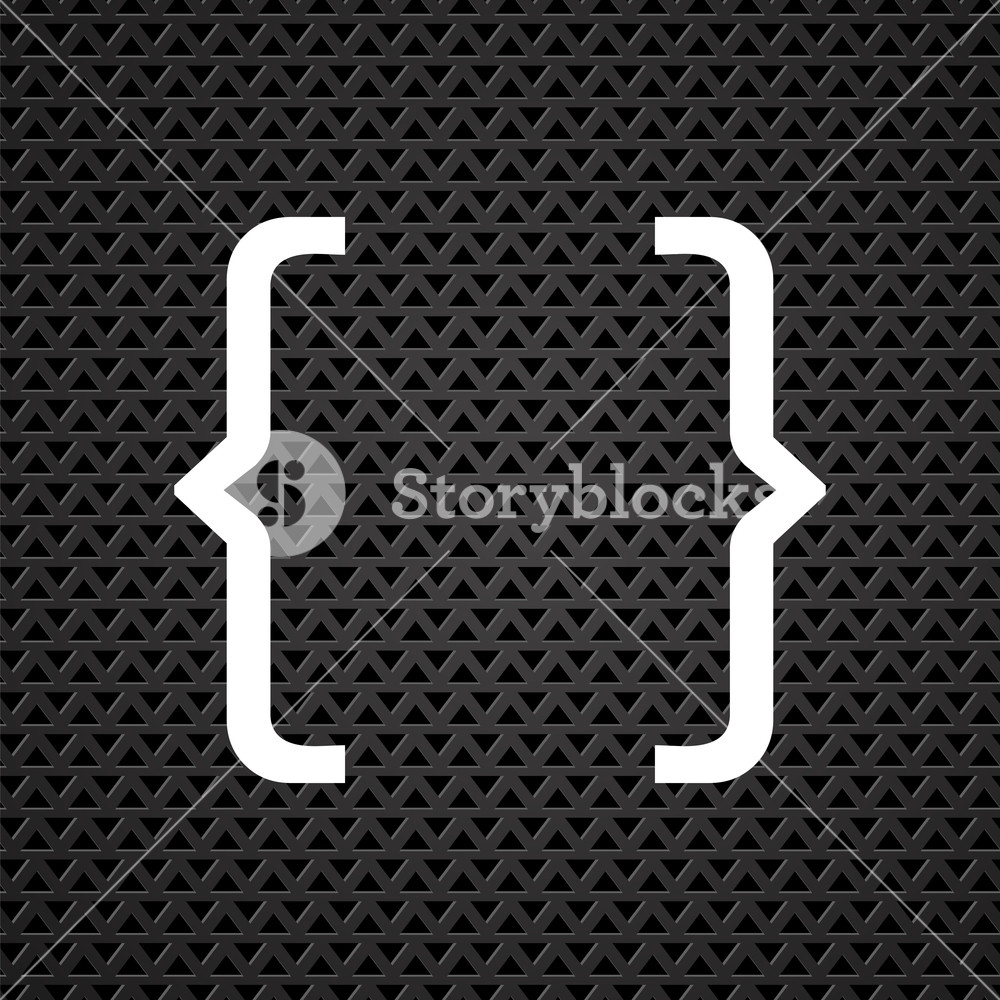 1000x1000 White Curly Bracket Icon On Grey Perforated Background Royalty