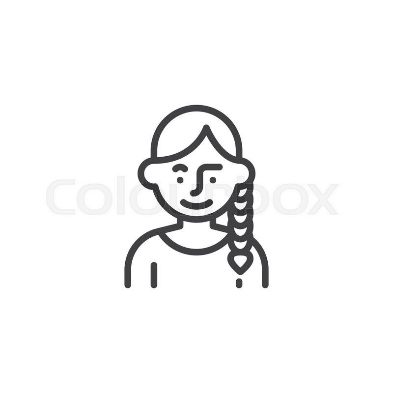 800x800 Girl With Braid Hair Line Icon Linear Stock Vector Colourbox