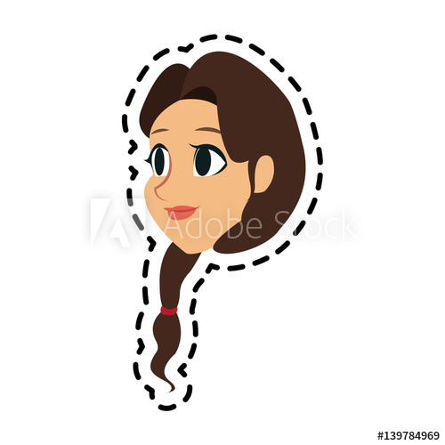 500x500 Face Of Young Woman With Braid Icon Image Vector Illustration