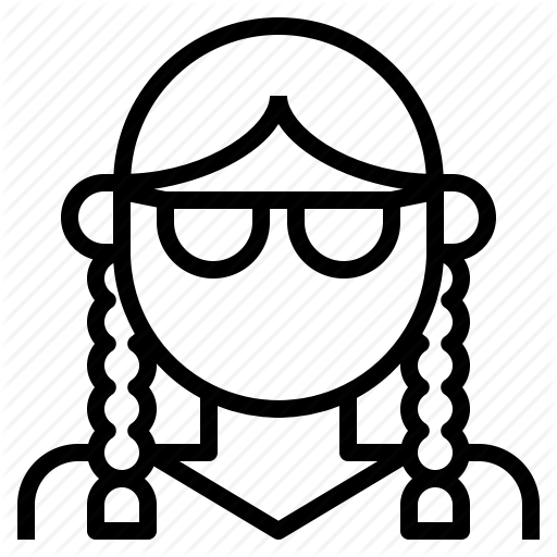 512x512 Avatar, Braid, Girl, Glasses, Pigtail, Plait, Woman Icon