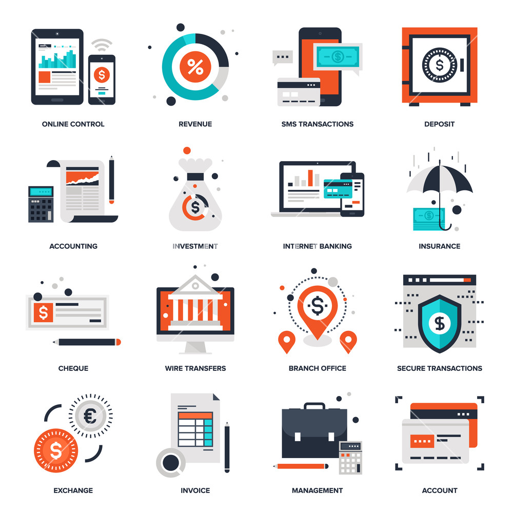 1000x1000 Abstract Vector Collection Of Flat Banking And Money Icons