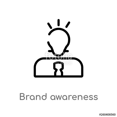500x500 Outline Brand Awareness Vector Icon Isolated Black Simple Line