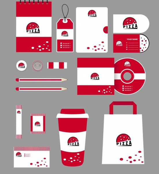 549x600 Fast Food Branding Identity Sets Red Pizza Icon Free Vector