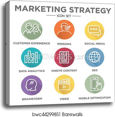 382x390 Marketing Strategy Icon Set, Canvas Print Barewalls Posters