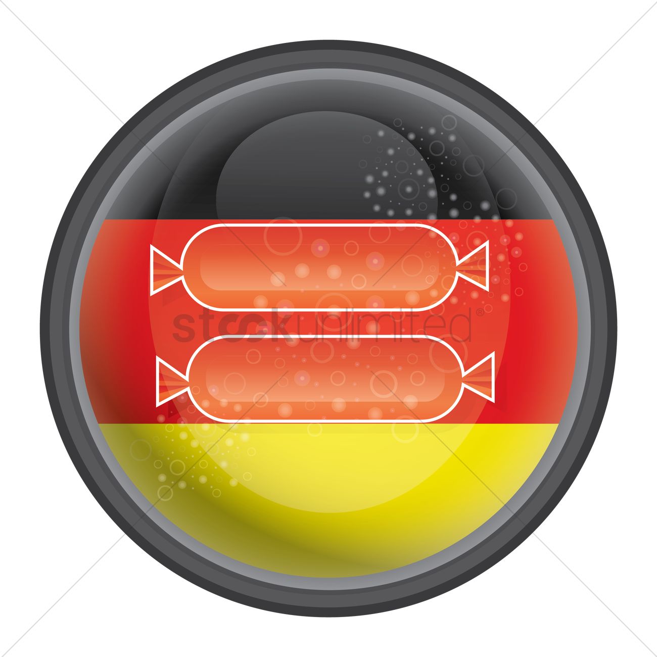 1300x1300 Bratwurst With German Flag Icon Vector Image