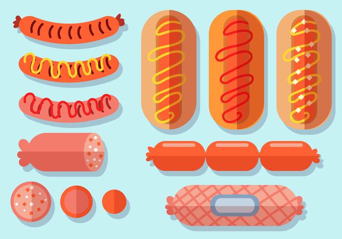 700x490 Flat Bratwurst Icon Set