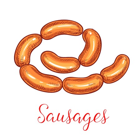 450x450 Sausages Bunch Vector Icon Of Meaty Sausage Delicatessen, Smoked
