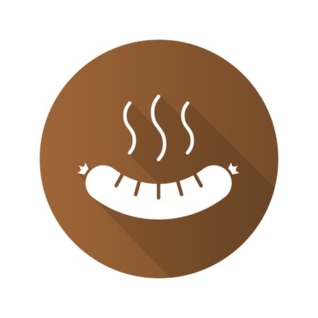 450x450 Steaming Sausage Flat Design Long Shadow Icon Bratwurst Hot