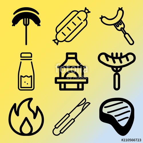 500x500 Vector Icon Set About Barbecue With Icons Related To Silver