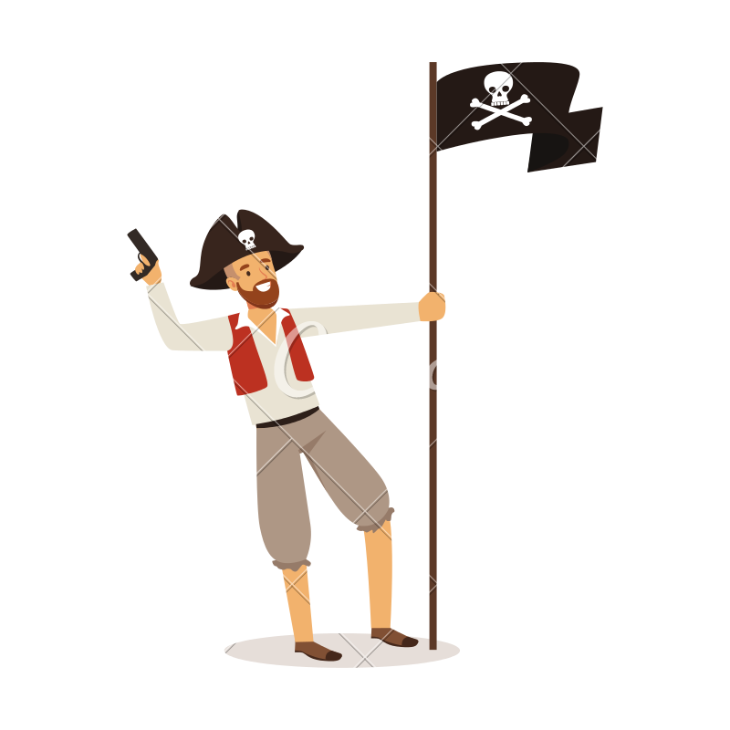800x800 Brave Pirate Character Vector Icon Illustration
