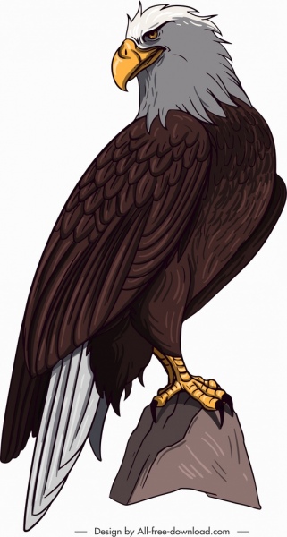 321x600 Brave Eagle Icon Perching Gesture Cartoon Sketch Free Vector