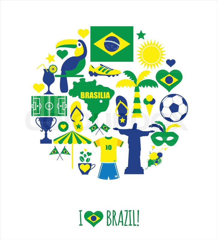 728x800 Brazil Icon Set Flat Design Stock Vector Colourbox