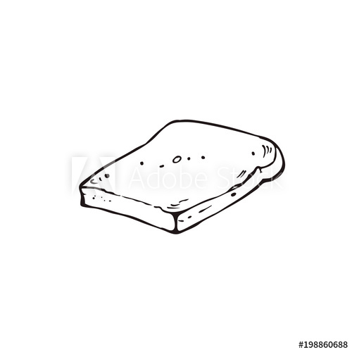 500x500 Hand Drawn Bread Isolated On White Background Bread Slice Icon