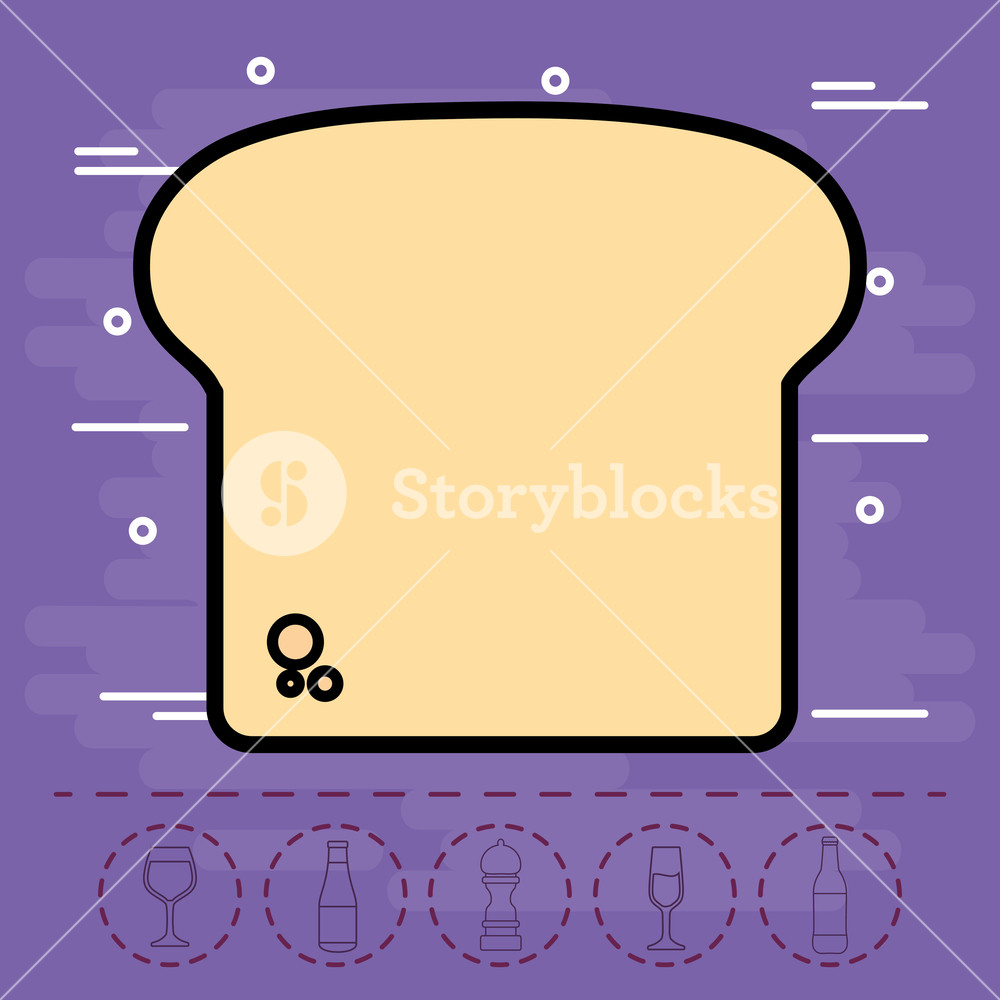 1000x1000 Bread Slice Icon Over Purple Background, Colorful Design Vector