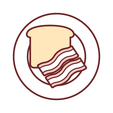450x450 Dish With Bacon Stripes And Bread Slice Icon Over White Background