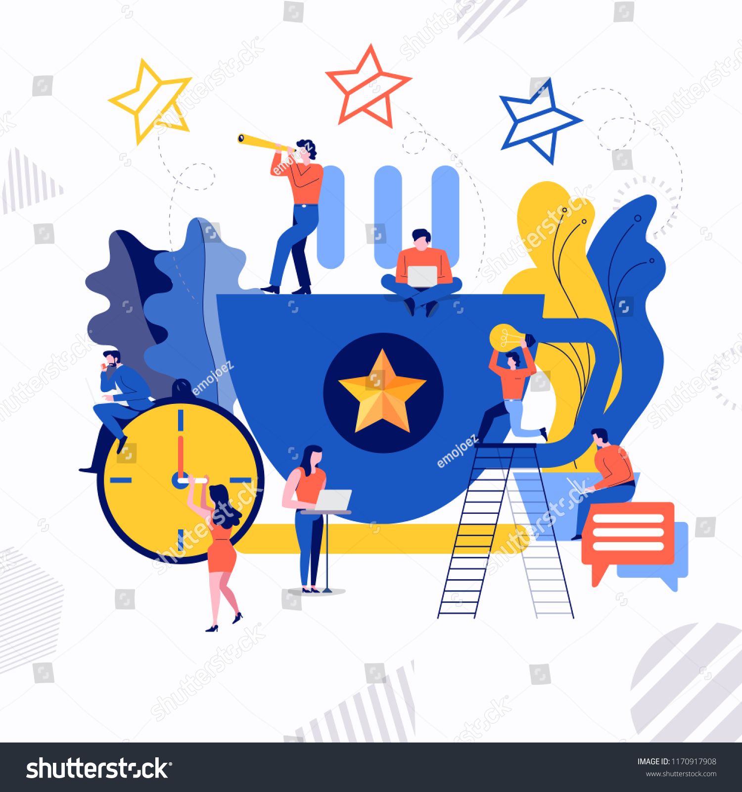 1500x1600 Illustrations Flat Design Concept Small People Working Together