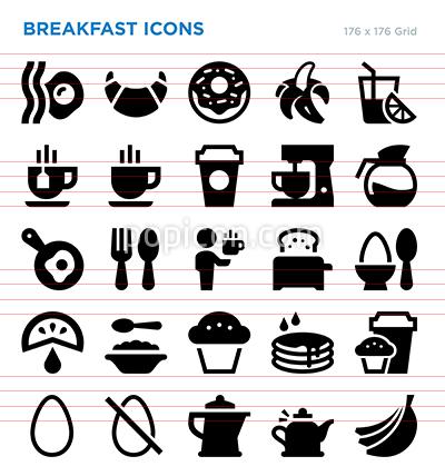 400x428 Breakfast Vector Icon Set