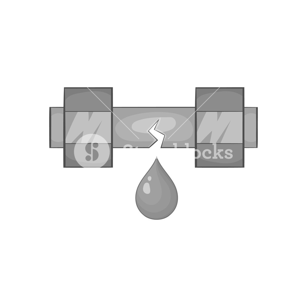1000x1000 Breakthrough Water Pipe Icon In Black Monochrome Style Isolated