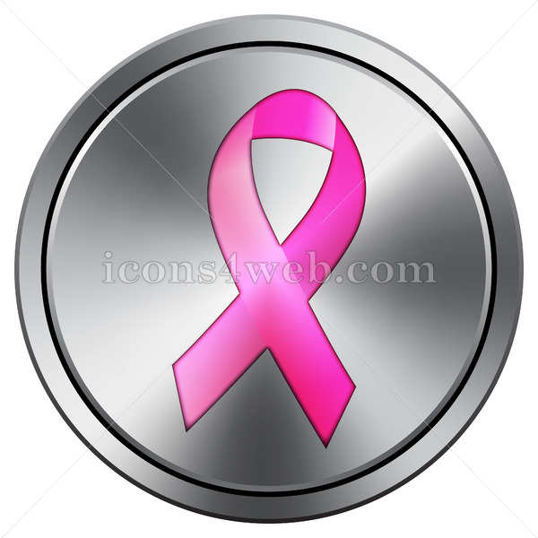 600x600 Breast Cancer Ribbon Icon Round Icon Imitating Metal