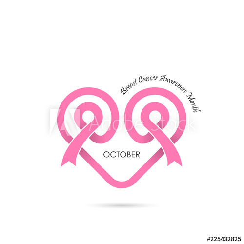 500x500 Heart Shape Pink Ribbon Icon Breast Cancer October Awareness