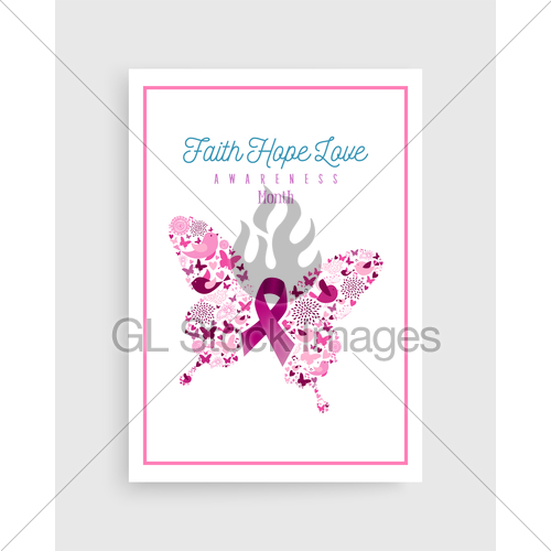 500x500 Breast Cancer Awareness Pink Ribbon Icon Butterfly Gl Stock Images