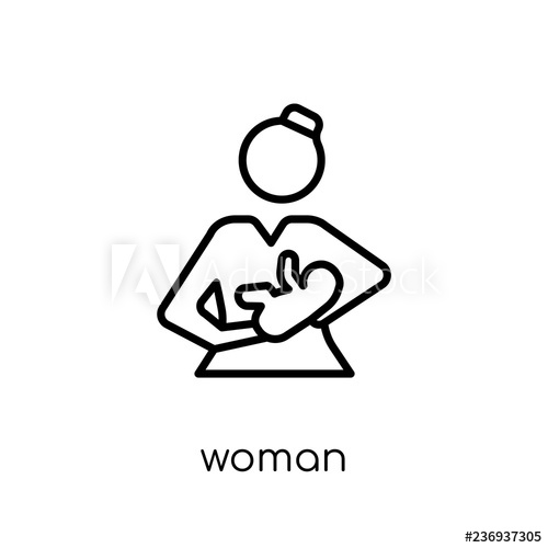 500x500 Woman Breastfeeding Icon Trendy Modern Flat Linear Vector Woman