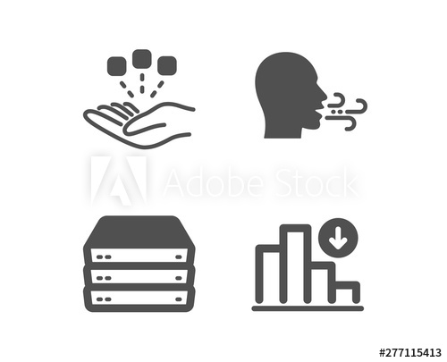 500x405 Set Of Servers, Breathing Exercise And Consolidation Icons