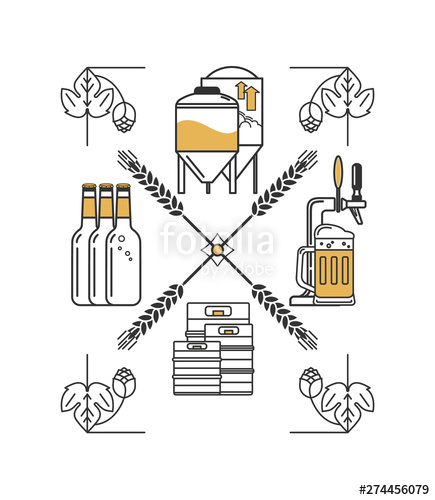 435x500 Linear Vector Brewing Concept Craft Beer, Brewery Icon With Beer