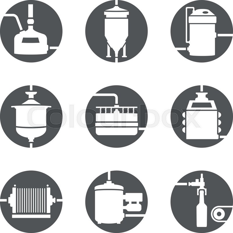 800x800 Set Of Beer Production Icon, Brewery Stock Vector Colourbox