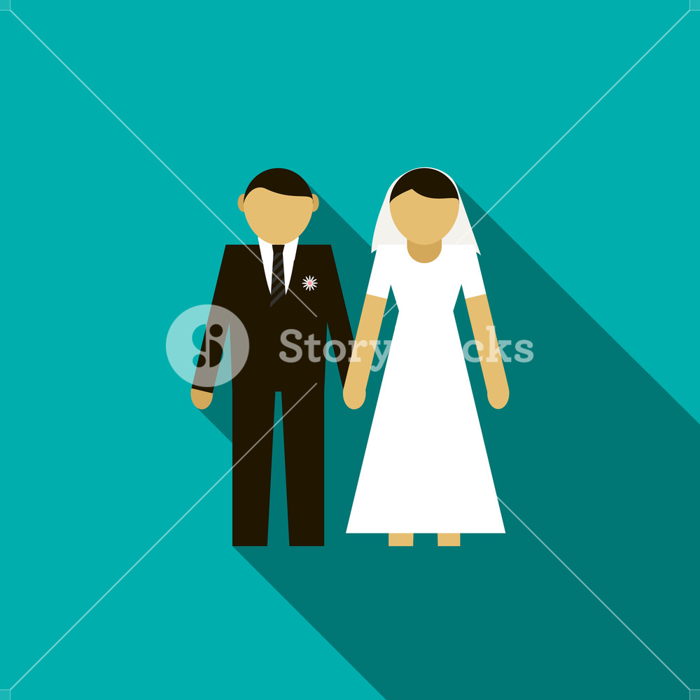 1000x1000 Bride And Groom Icon In Flat Style With Long Shadow Wedding