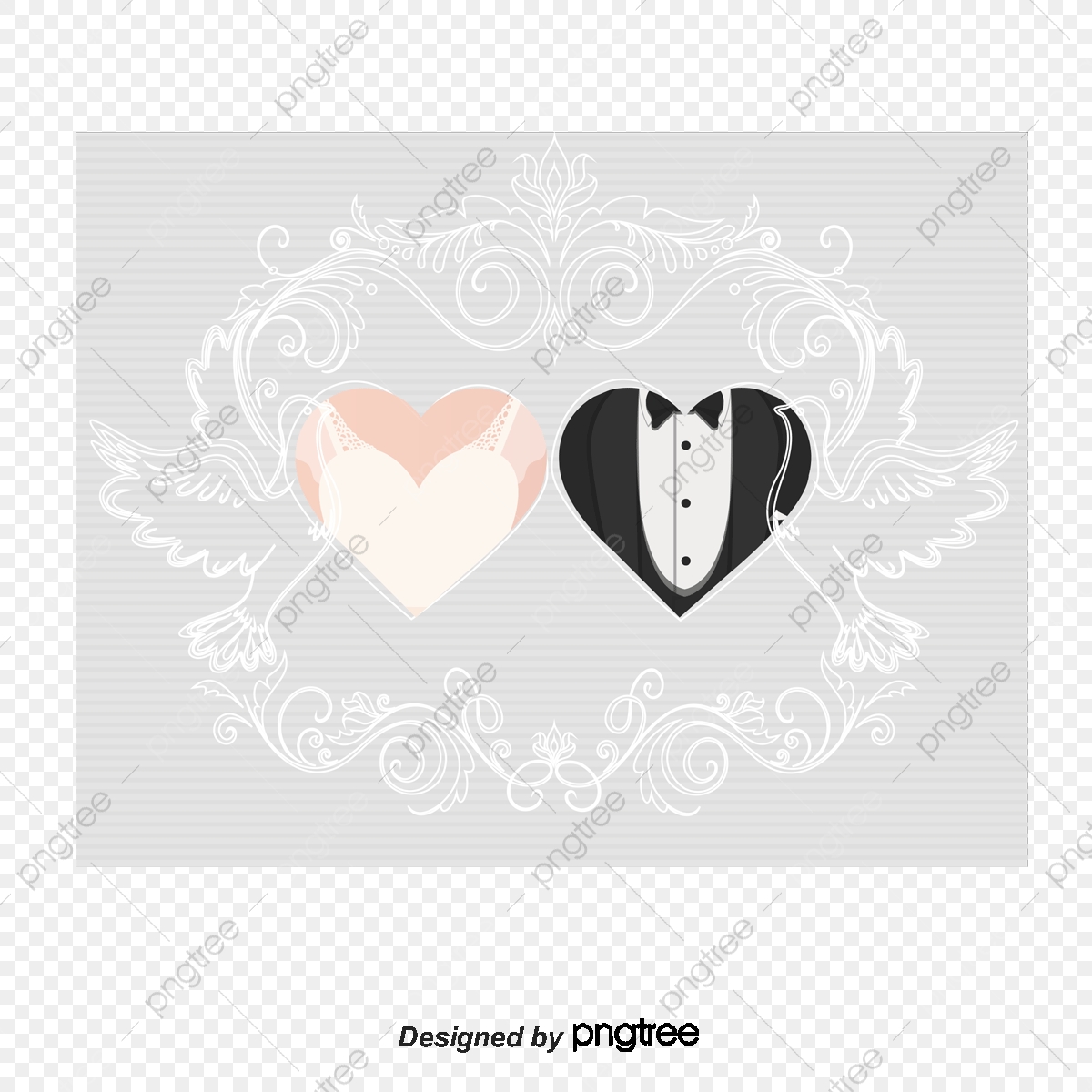 1200x1200 Heart Shaped Bride And Groom Background Pattern Vector Material