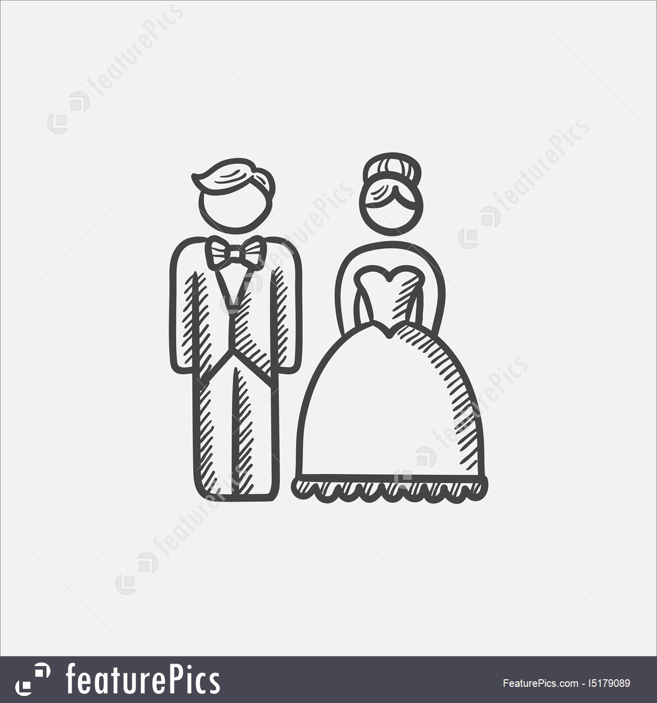 1300x1392 Illustration Of Bride And Groom Sketch Icon