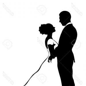 300x300 Stock Illustration Bride Groom Silhouette Vector Icon Black White