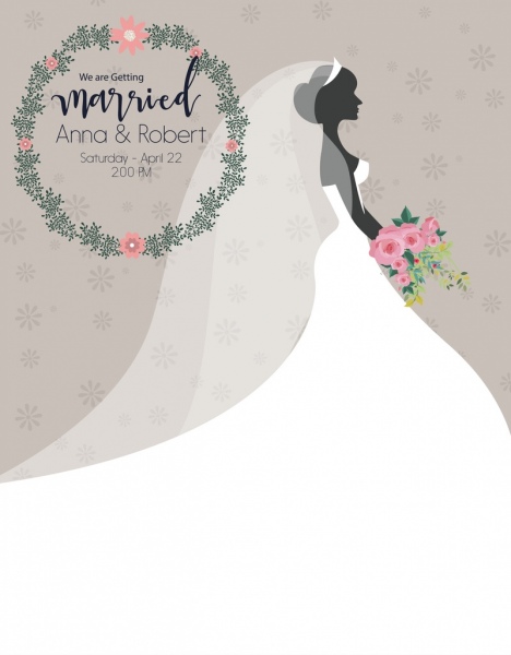 468x600 Married Poster Bride Icon Elegant White Dress Decor Free Vector