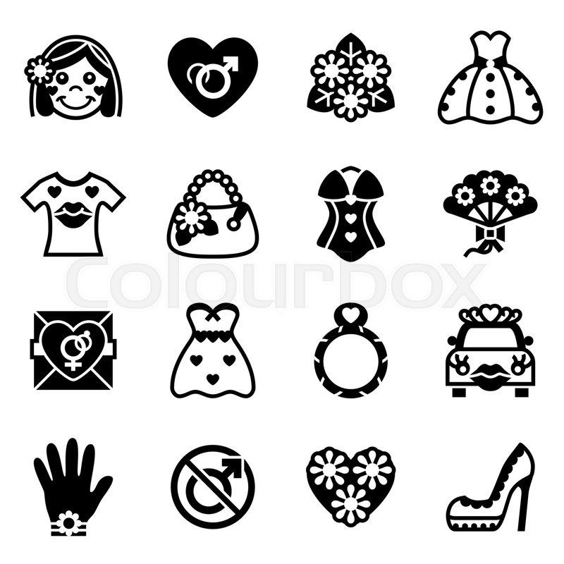 800x800 Vector Bride Icon Set On White Stock Vector Colourbox