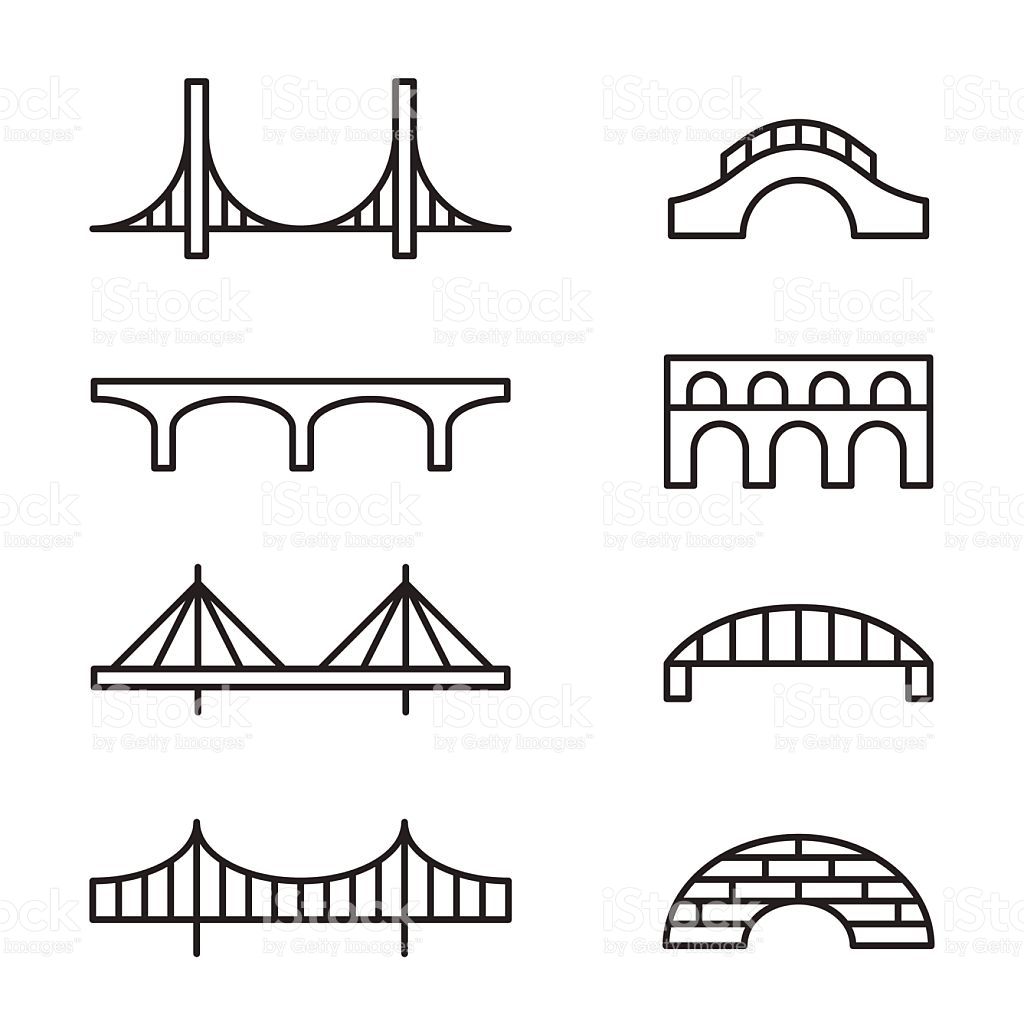 1024x1024 Set Of Simple Bridge Line Icons Bow Tattoos Bridge Icon