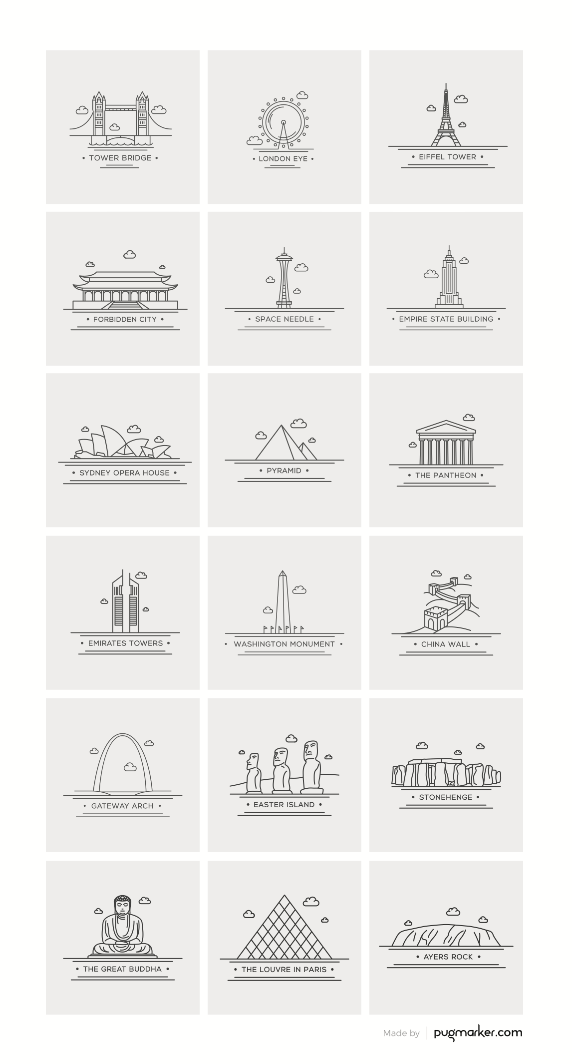 1146x2130 Freebie World Landmark Icons