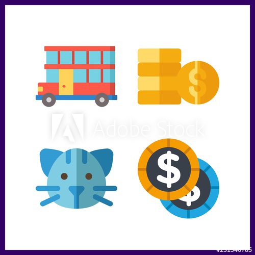500x500 British Icon Vector Illustration British Set Cat And Coins