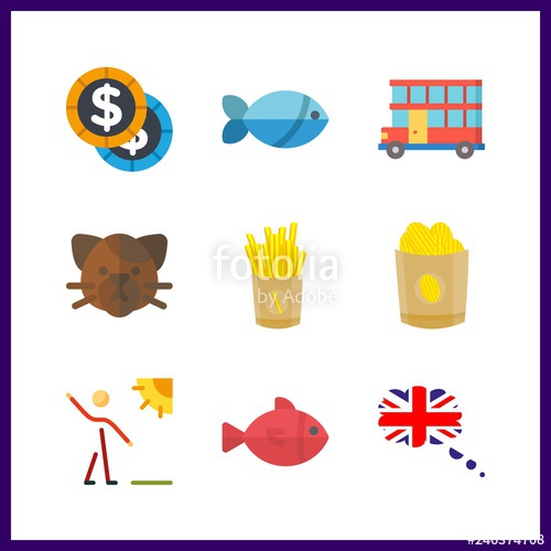 500x500 British Icon Vector Illustration British Set Chips And Great