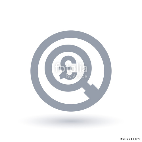 500x500 British Pound Magnifying Glass Symbol