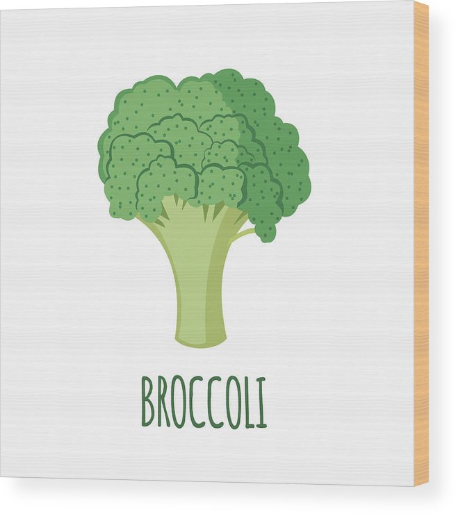 656x740 Broccoli Icon In Flat Style On White Background Wood Print