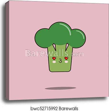 382x390 Cute Vegetable Cartoon Character Broccoli Icon Kawaii Smiling Face