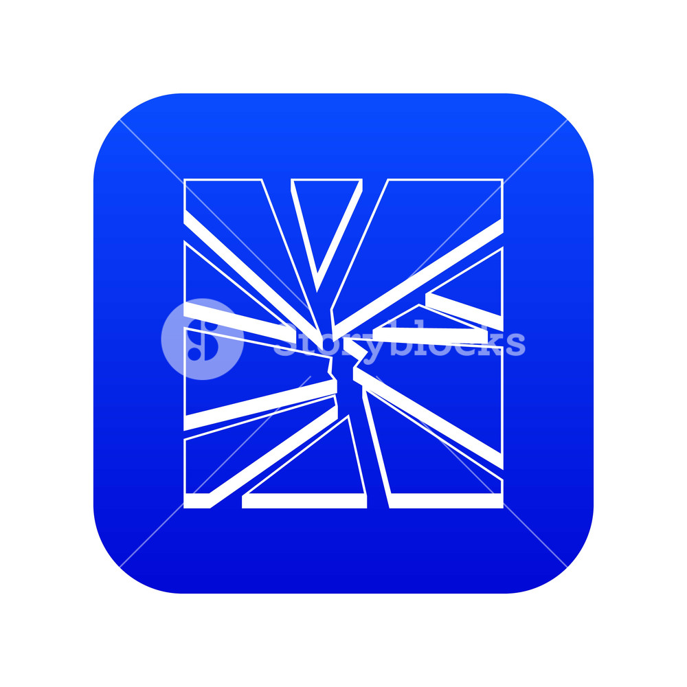 1000x1000 Broken Glass Icon Digital Blue For Any Design Isolated On White