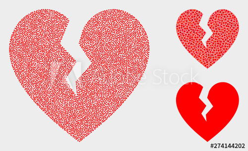 500x304 Dot And Mosaic Broken Heart Icons Vector Icon Of Broken Heart