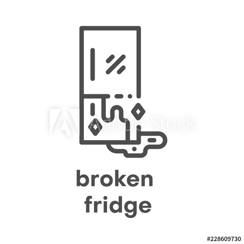 500x500 Simple Modern Line Icon Broken Fridge Sign Vector Illustration