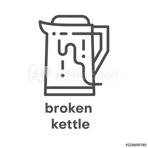 500x500 Simple Modern Line Icon Broken Kettle Sign Vector Illustration