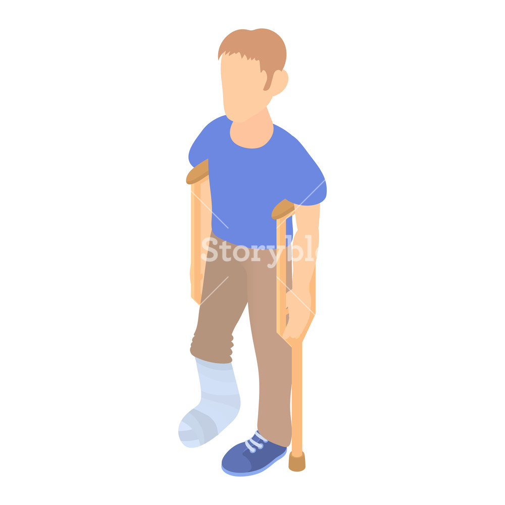 Man With Crutches And A Plaster On A Broken Leg Icon In Cartoon 1000x1000 Man With Crutches And A Plaster On A Broken Leg Icon In Cartoon