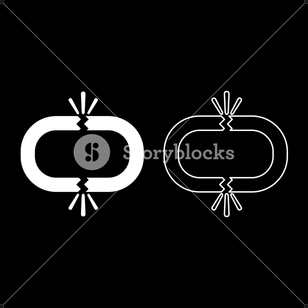 1000x1000 Broken Link Icon Set White Color Illustration Flat Style Simple